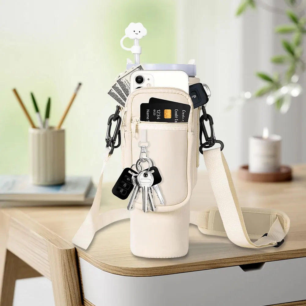 Oceans ® Neoprene Water Bottle Carrier Bag | Insulated Tumbler Sling With Pocket