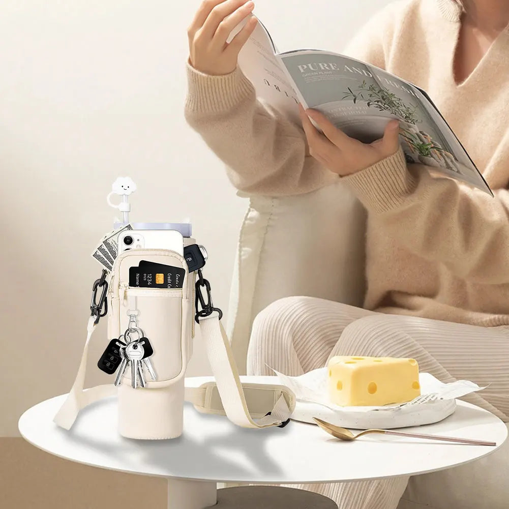 Oceans ® Neoprene Water Bottle Carrier Bag | Insulated Tumbler Sling With Pocket