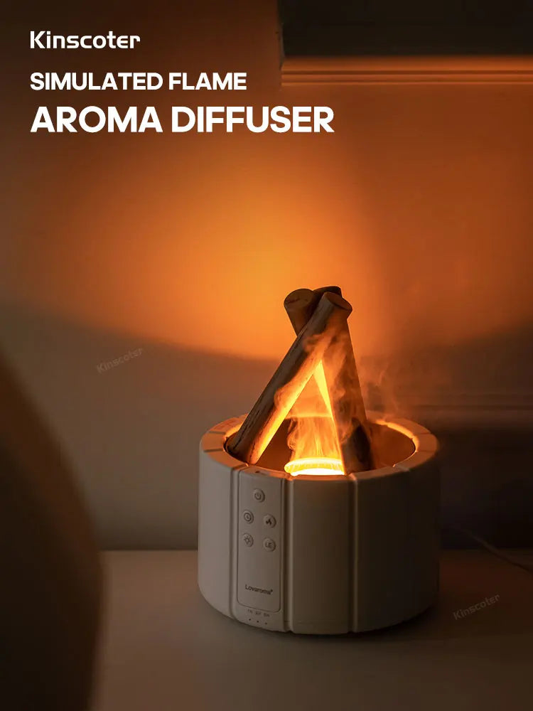 Oceans ® H9 Bonfire Aroma Diffuser & LED Flame Humidifier | Ultrasonic, Remote-Controlled, USB Powered