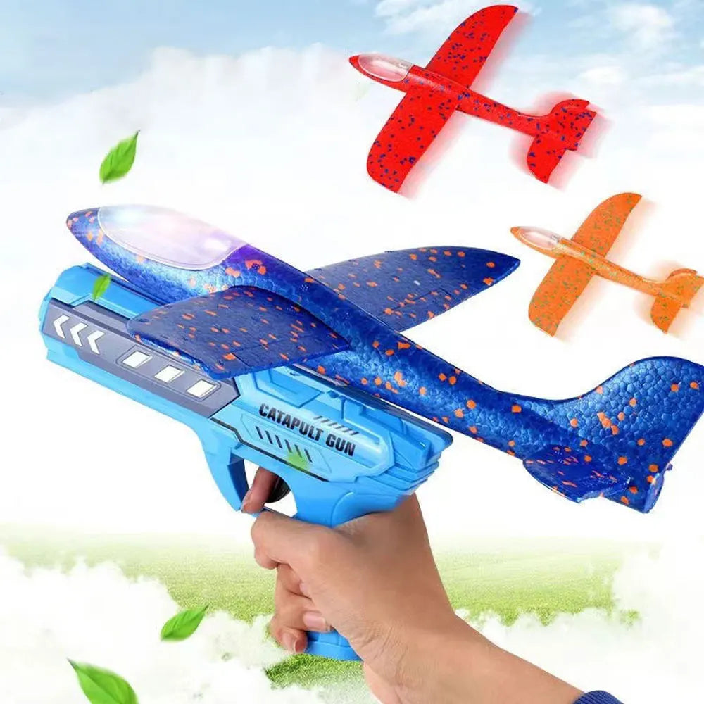 Kids Catapult Gun Aircraft | Safe Foam Plane Launcher Outdoor Toy