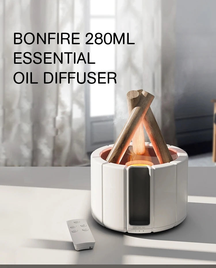 Oceans ® H9 Bonfire Aroma Diffuser & LED Flame Humidifier | Ultrasonic, Remote-Controlled, USB Powered