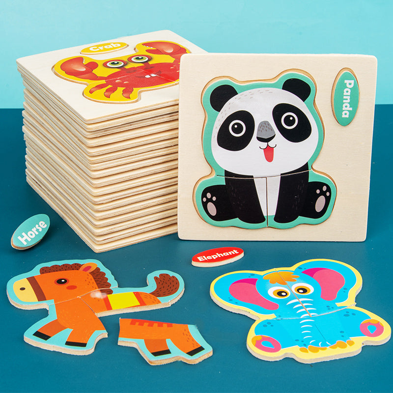 Oceans ® Wooden 3D Cartoon Animal Jigsaw Puzzle – Educational Learning Toy for Kids