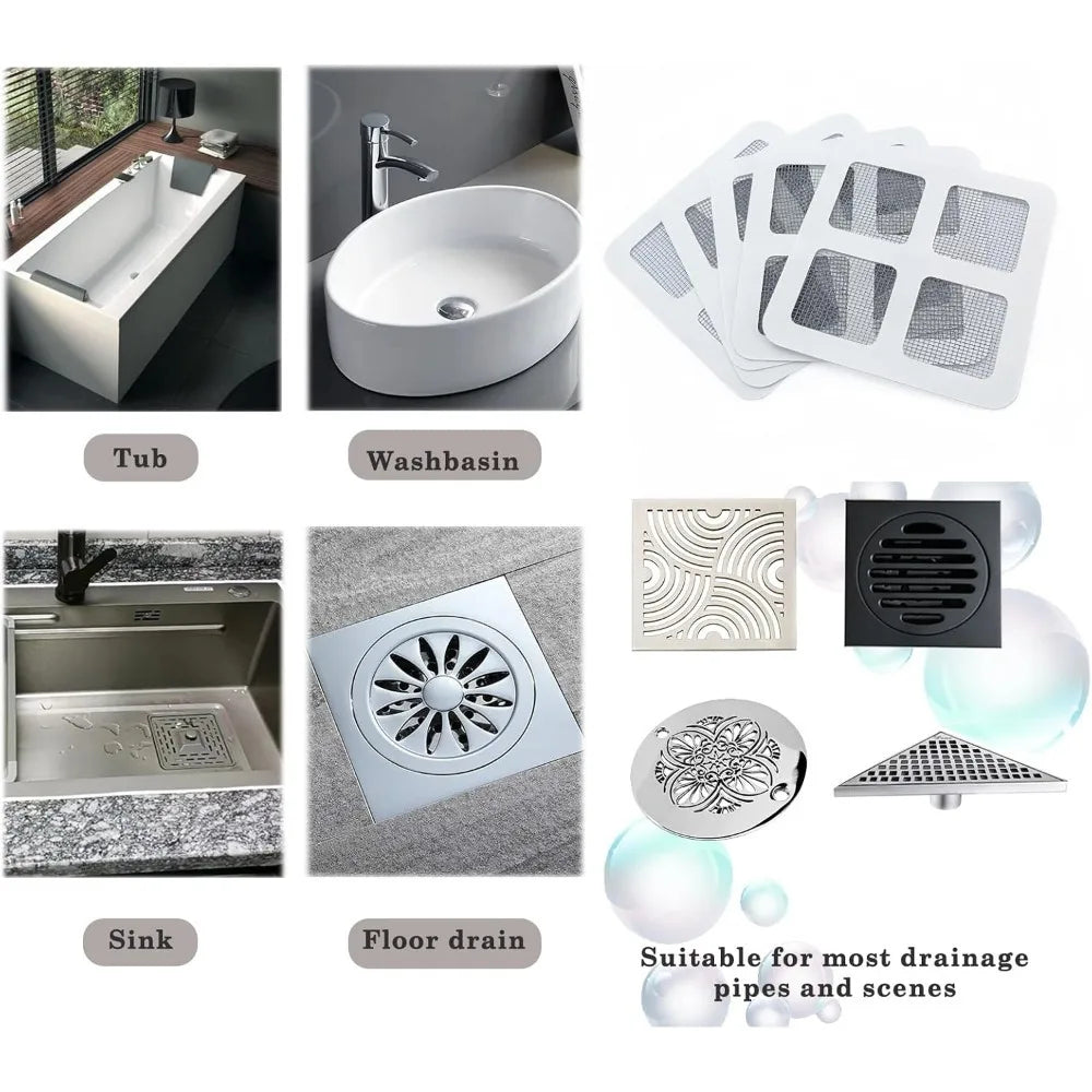 Oceans ® 10 Pcs Disposable Drain Hair Catcher Stickers – Anti-Clog Mesh Filter for Bathroom, Sink & Kitchen