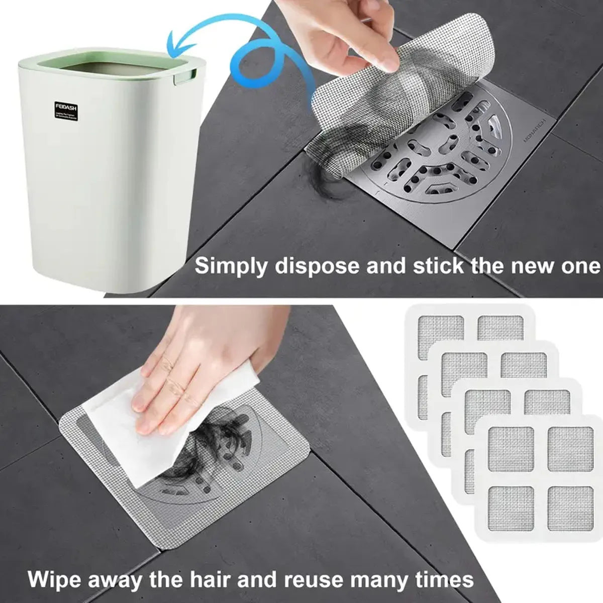 Oceans ® 10 Pcs Disposable Drain Hair Catcher Stickers – Anti-Clog Mesh Filter for Bathroom, Sink & Kitchen