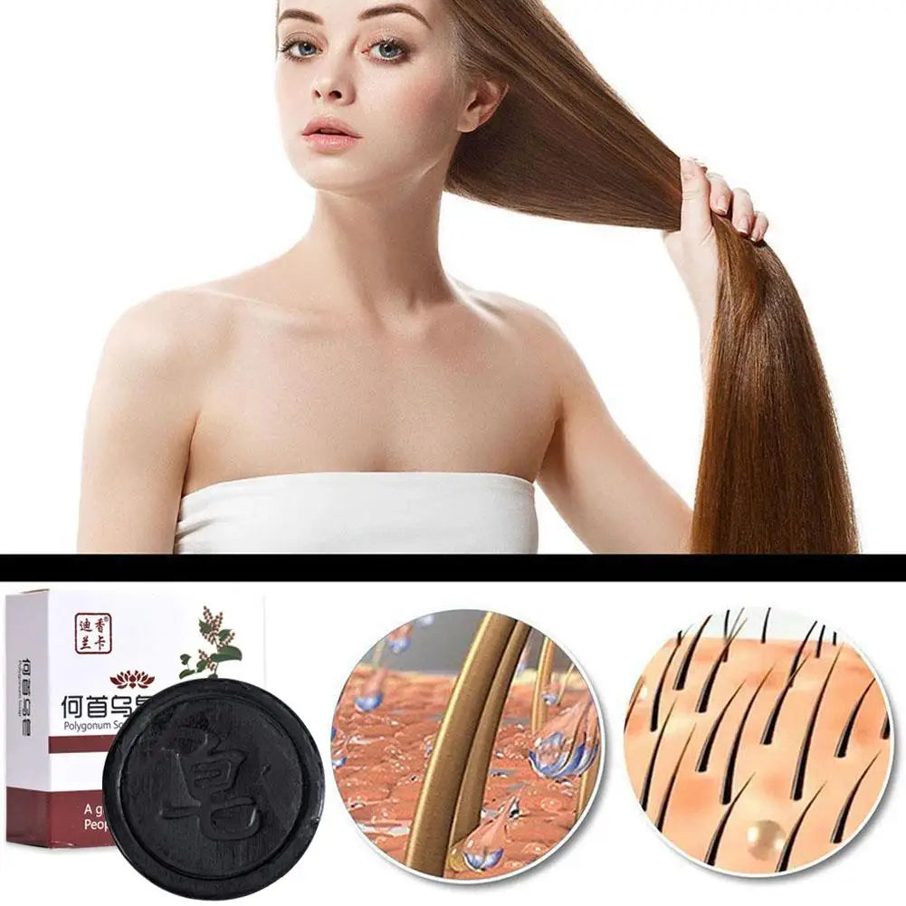 Oceans ® Polygonum Hair Darkening Shampoo Bar _ He Shou Wu Essence for Gray Hair to Black