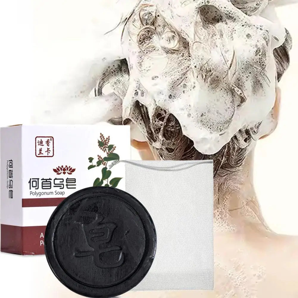 Oceans ® Polygonum Hair Darkening Shampoo Bar _ He Shou Wu Essence for Gray Hair to Black
