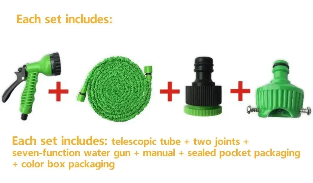 Oceans ® Expandable Magic Garden Hose Pipe 25FT-100FT with 7 Spray Patterns & Car Wash Gun | Flexible Watering Tool